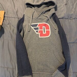 Fanatics Dayton Flyers Gray and Navy Hoodie with Red Logo